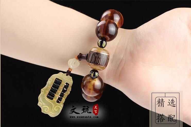 正宗西藏民族风牦牛角棕色圆珠单圈手串佛珠手链原创搭配-5